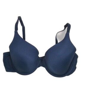 Maidenform Underwire T-Shirt Bra 38D Lightly Lined Bow Navy Blue Very Good Cond